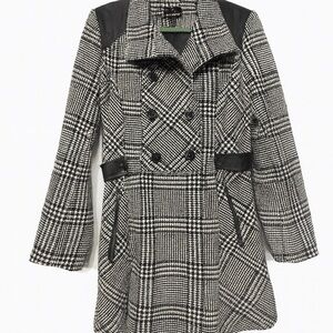 Worthington Black and White Checkered Trench Coat